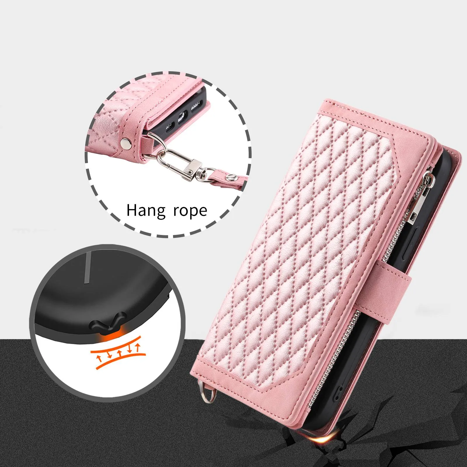 005 Style For Xiaomi Mi 11 Lite 4G / 5G / 5G NE, Rhombus Texture PU Leather Zipper Pocket Phone Case Shockproof Wallet Cover Viewing Stand with Strap