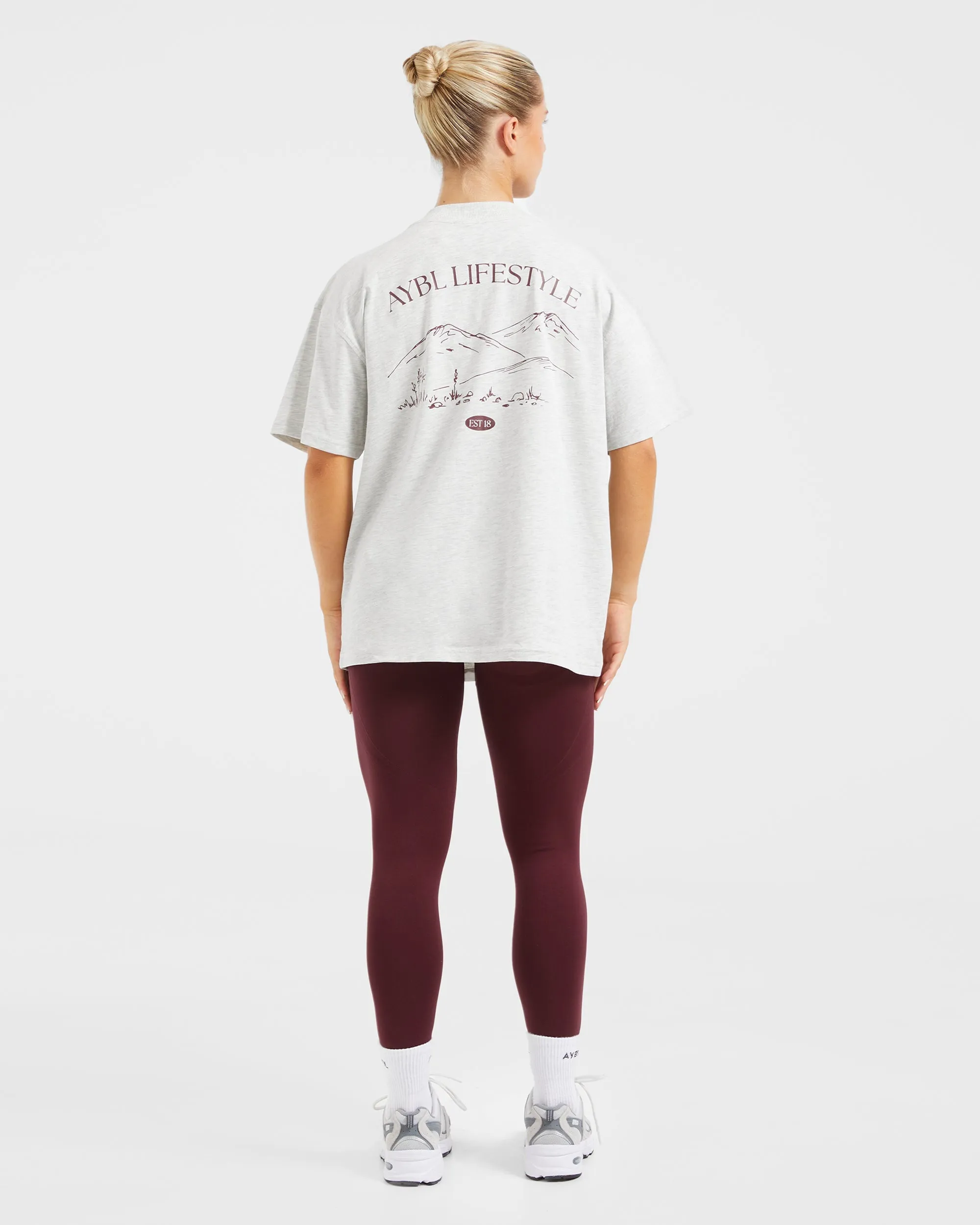 AYBL Lifestyle Oversized T Shirt - Heather Grey/Burgundy