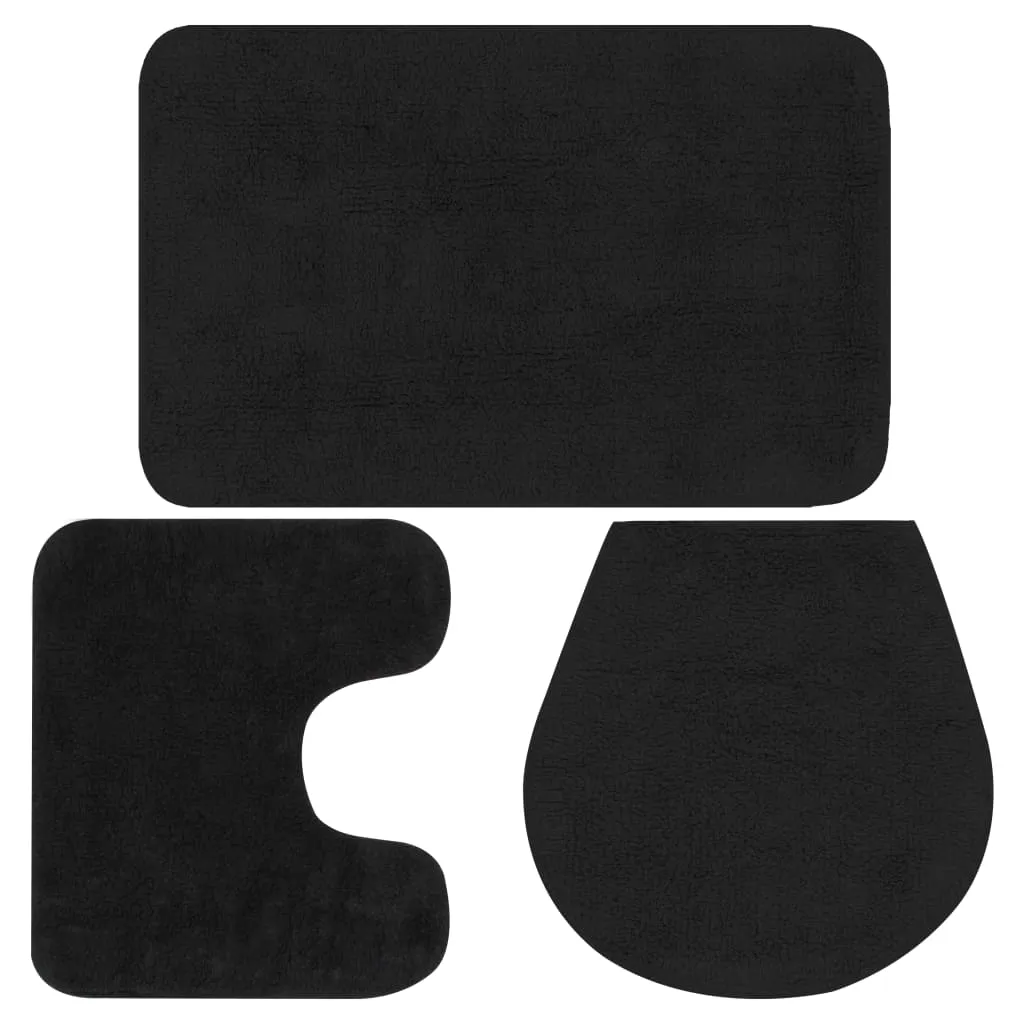 Bathroom Mat Set 3 Pieces Fabric Anthracite