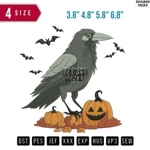 Bird Halloween Embroidery Design