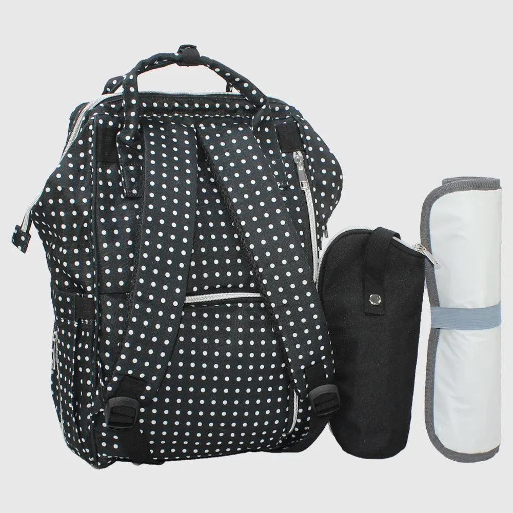 Black Dotted LeQueen Baby Diaper Bag