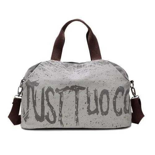 Casual Letter Print and Canvas Design Tote Bag For Women - Gray