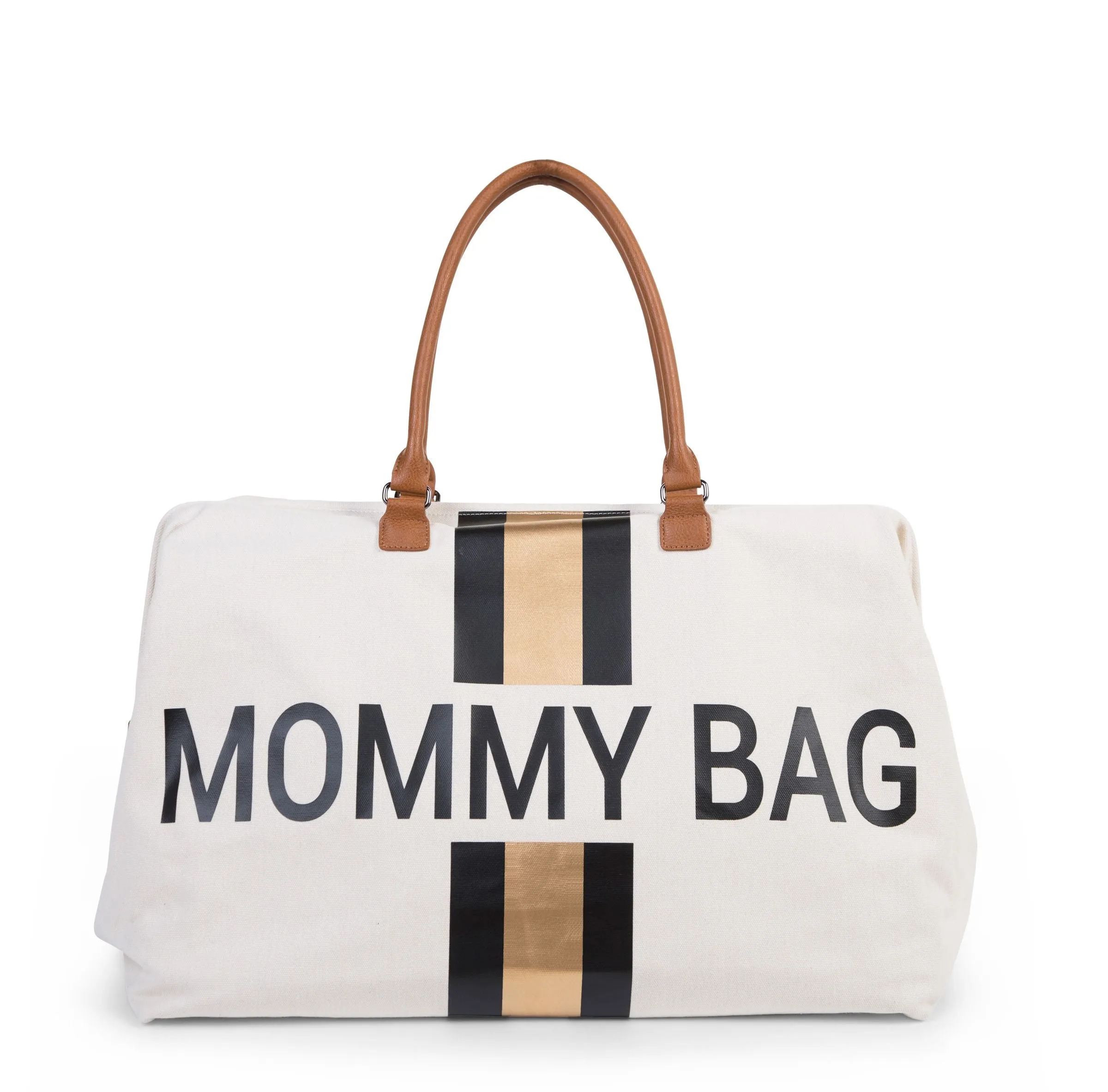 Childhome Mommy Bag Nursery Bag - Off White with Black/Gold Stripes