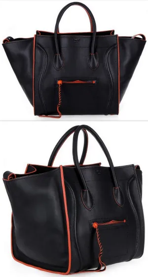 Classic Phantom Luggage Tote, Black & Orange