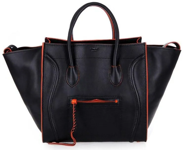 Classic Phantom Luggage Tote, Black & Orange