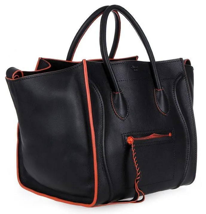 Classic Phantom Luggage Tote, Black & Orange