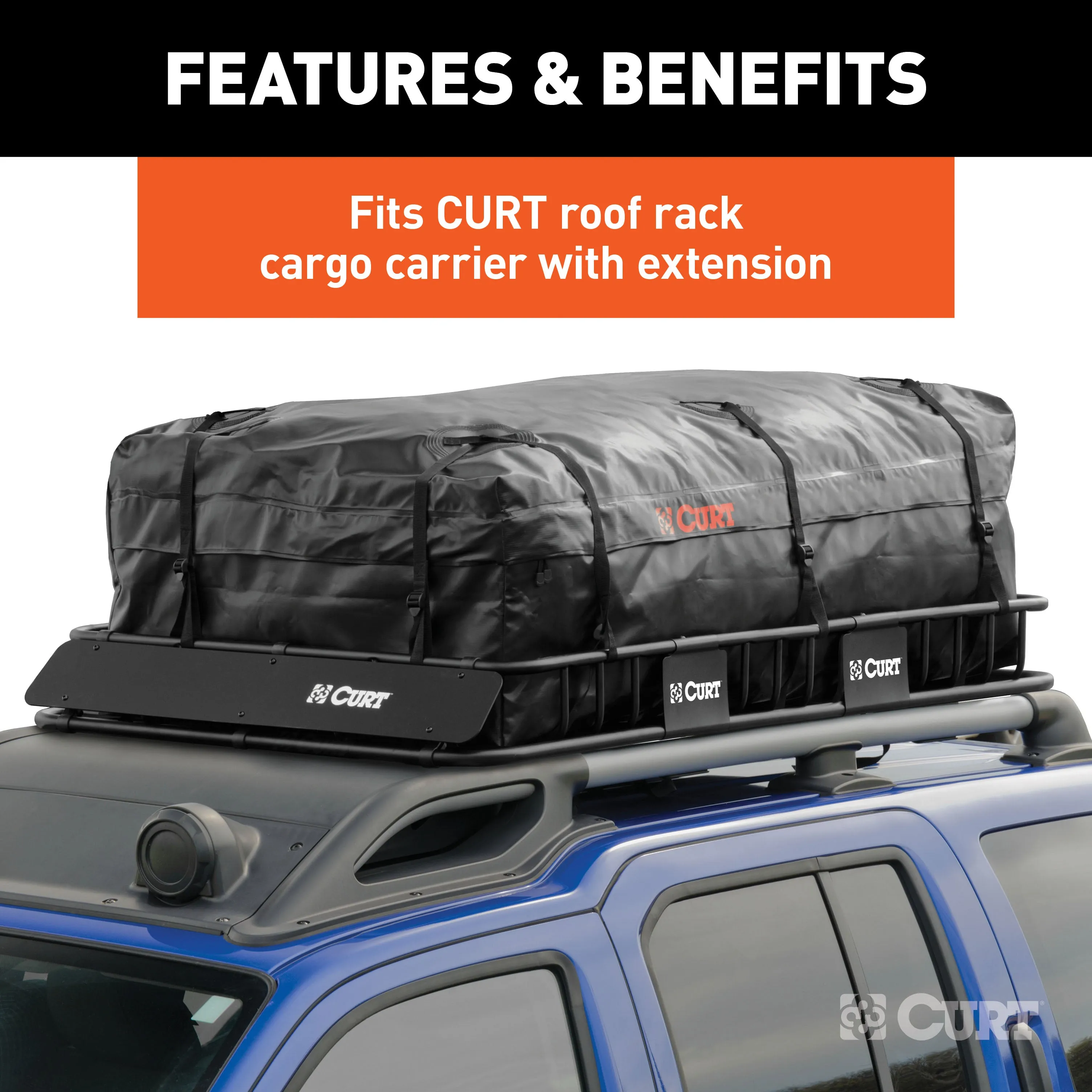 CURT 18221 59in. x 34in. x 21in. Weather-Resistant Vinyl Roof Rack Cargo Bag