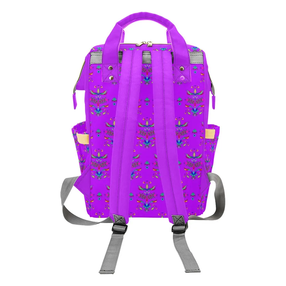 Dakota Damask Purple Multi-Function Diaper Backpack/Diaper Bag