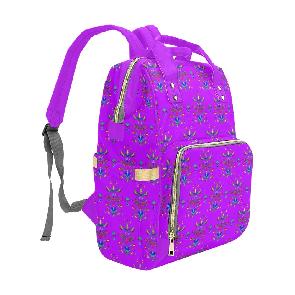 Dakota Damask Purple Multi-Function Diaper Backpack/Diaper Bag