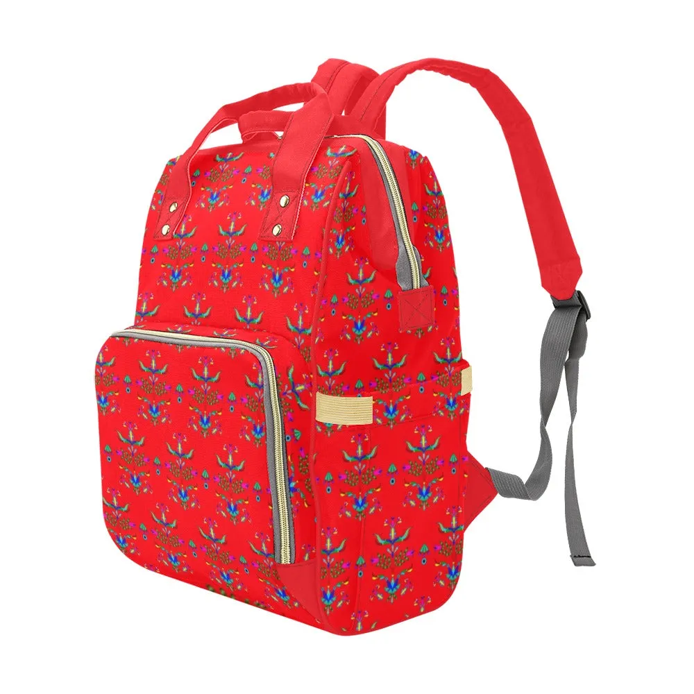 Dakota Damask Red Multi-Function Diaper Backpack/Diaper Bag