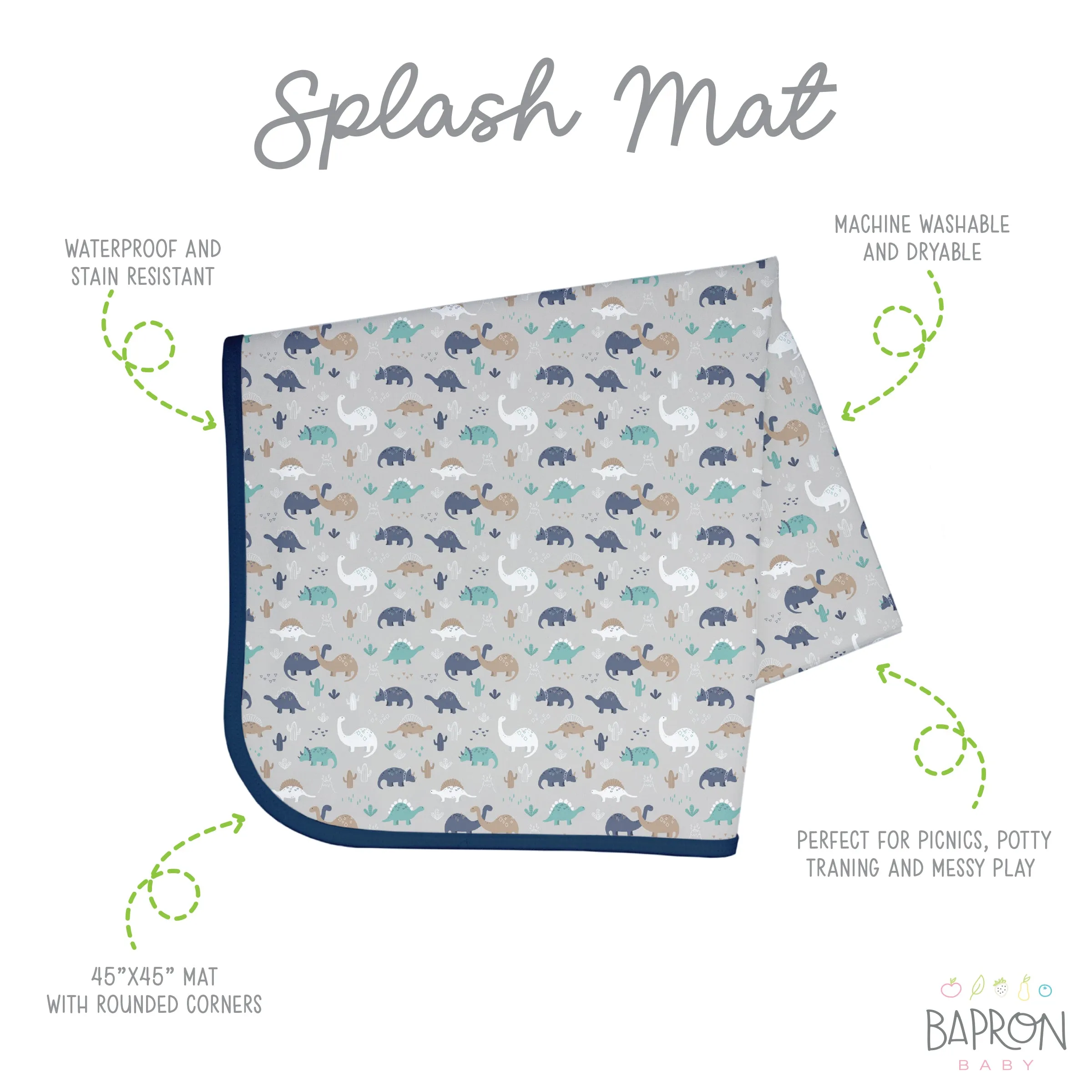 Desert Dinos Splash Mat - A Waterproof Catch-All for Highchair Spills and More!