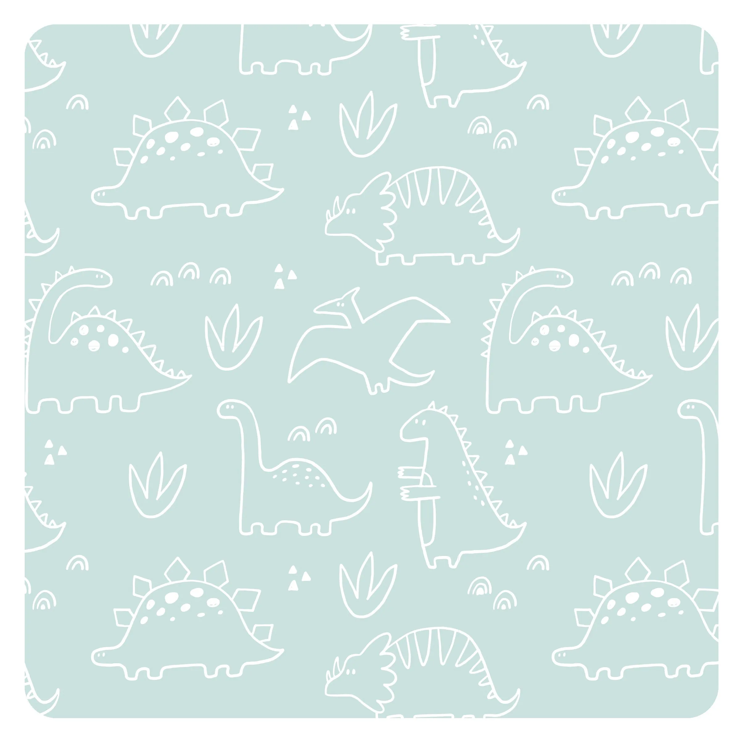 Dino Friends - Sage Splash Mat - A Waterproof Catch-all For Highchair Spills And More!