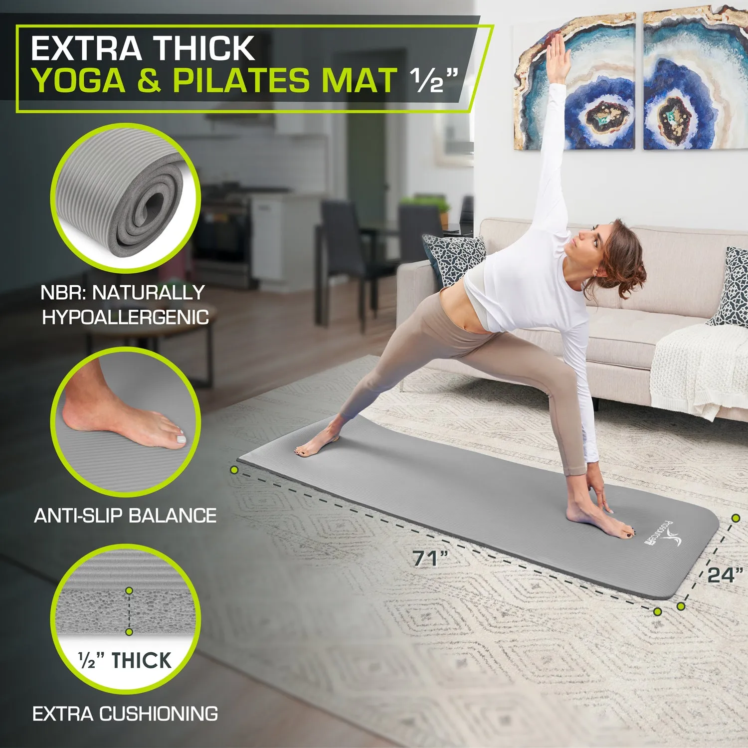 Extra Thick Yoga and Pilates Mat 1/2 inch