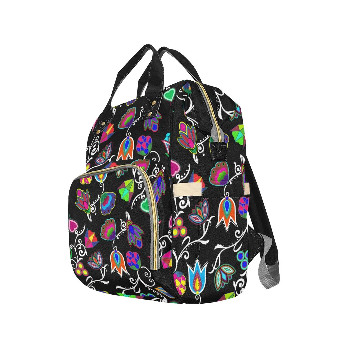 Indigenous Paisley - Black Multi-Function Diaper Backpack