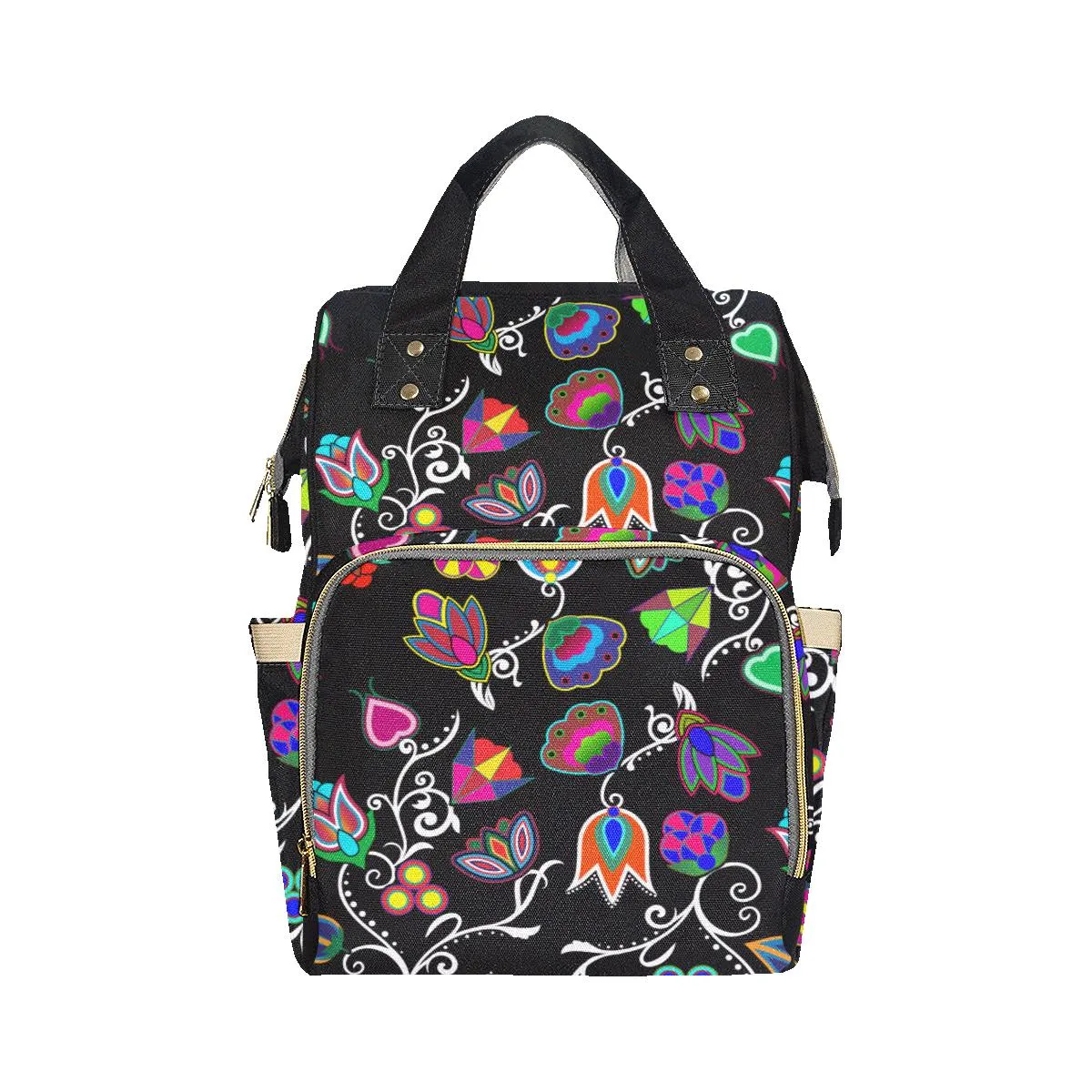 Indigenous Paisley - Black Multi-Function Diaper Backpack