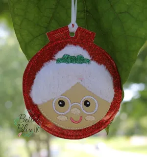 ITH Christmas Ornament Mrs. Claus Machine Applique Embroidery