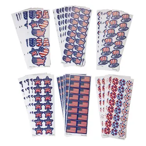 Kicko Patriotic Stickers Assortment - 1000 Pack - USA, American Flag Sheets for the 4th