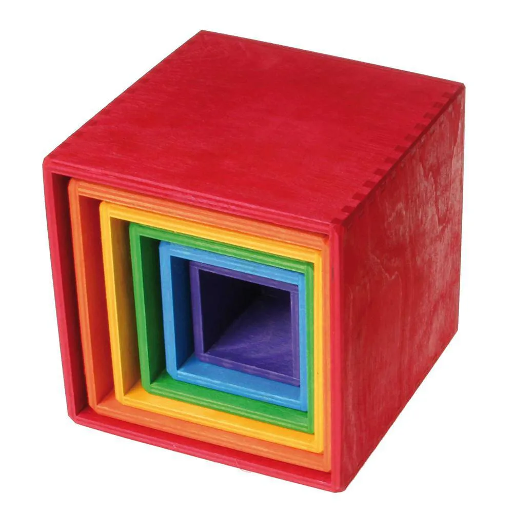 Large Rainbow Wooden Nesting Cubes