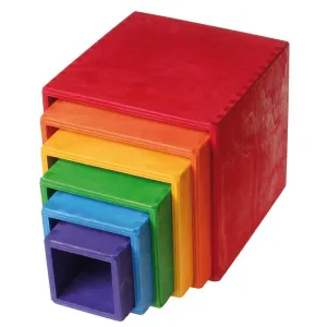 Large Rainbow Wooden Nesting Cubes