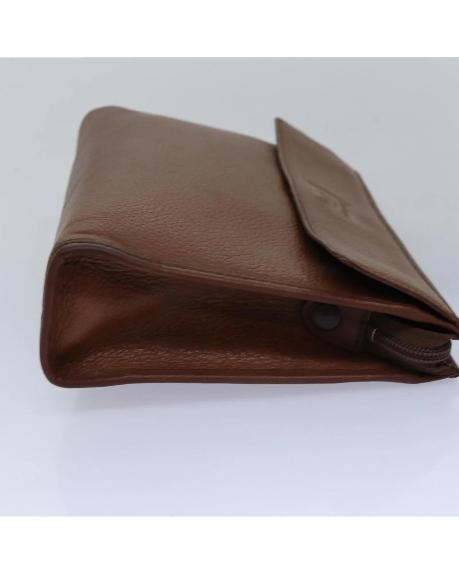 Leather Clutch Bag with Metal Fittings and Multiple Pockets