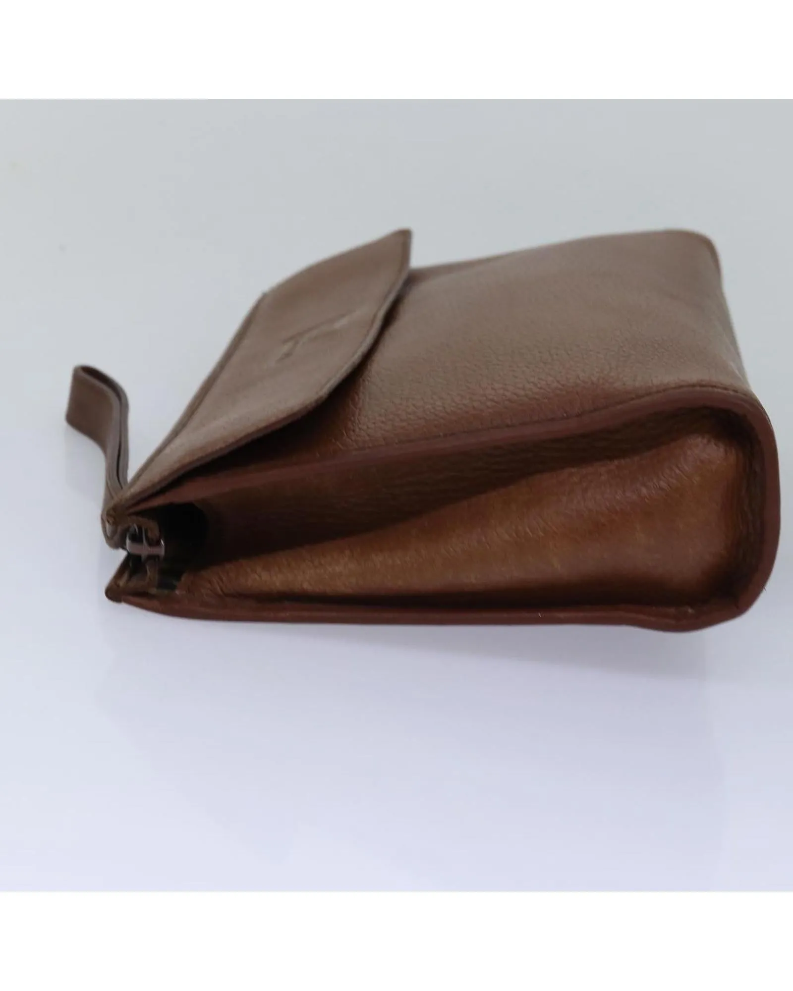 Leather Clutch Bag with Metal Fittings and Multiple Pockets