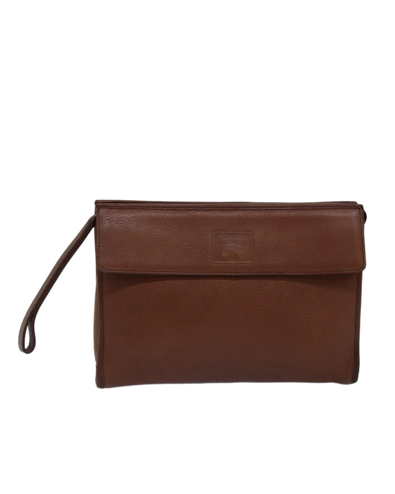 Leather Clutch Bag with Metal Fittings and Multiple Pockets