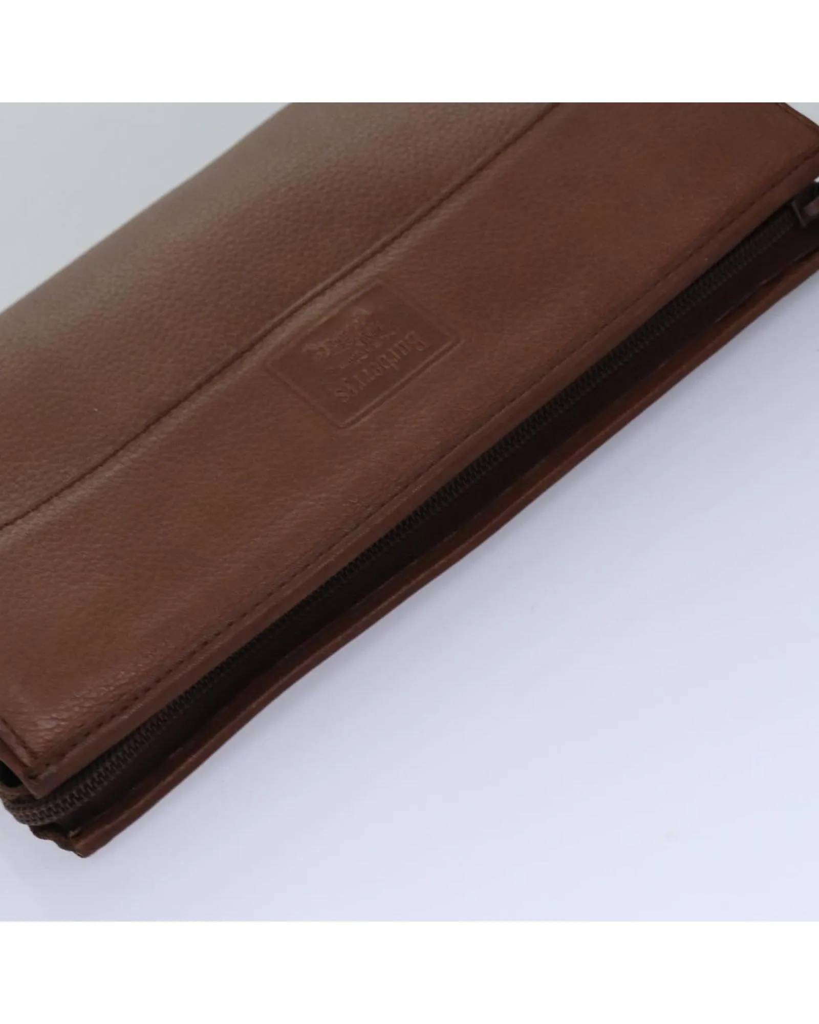 Leather Clutch Bag with Metal Fittings and Multiple Pockets