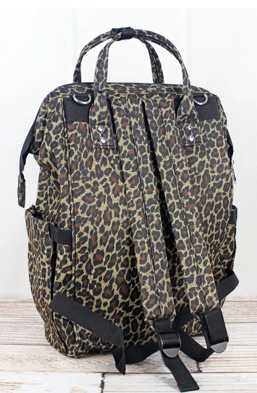 Leopard on The Run Diaper Bag Back Pack (High Quality Canvas)