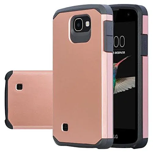 LG Optimus Zone 3 Cases | LG K4 Cases | LG Spree Cases | LG Rebel Cases Slim Hybrid Dual Layer[Shock Resistant] Case - Rose Gold