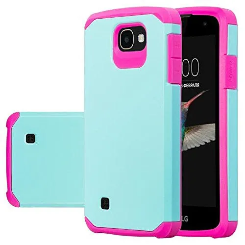 LG Optimus Zone 3 Cases | LG K4 Cases | LG Spree Cases | LG Rebel Cases Slim Hybrid Dual Layer[Shock Resistant] Case - Teal/Hot Pink