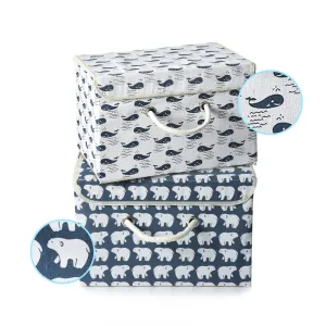 Linen Patterned Storage Boxes (14.1'' X 9.8'' X 9.8'')