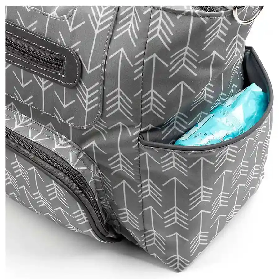 Little Story Diaper Bag Set of 6 with Hooks (Melange Grey)