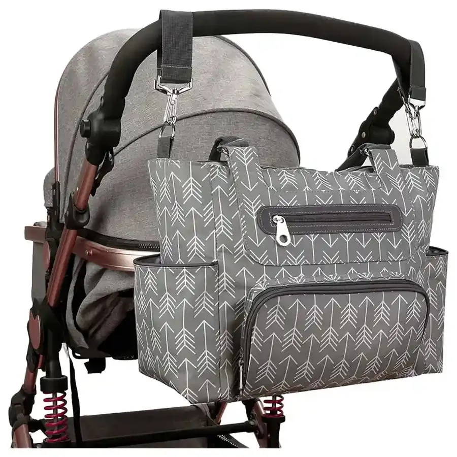 Little Story Diaper Bag Set of 6 with Hooks (Melange Grey)