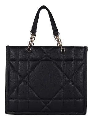 MINI WESST Women's Black Textured PU Tote Bag (Dimension- HxLxD(CM)-31x38x14)