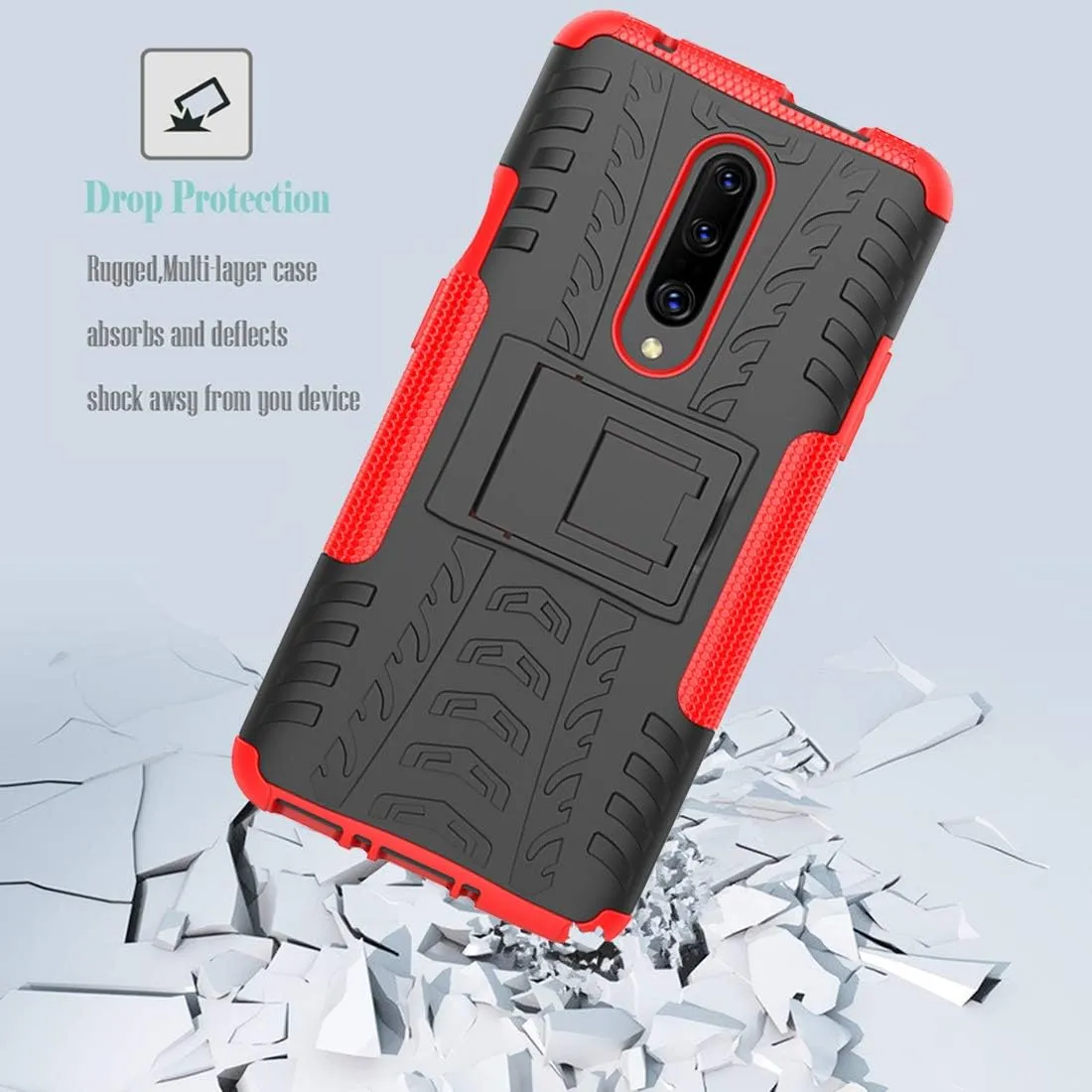 Oneplus 7 Pro Case, Cover Soft TPU Dual Layer Protection Phone Cover Red