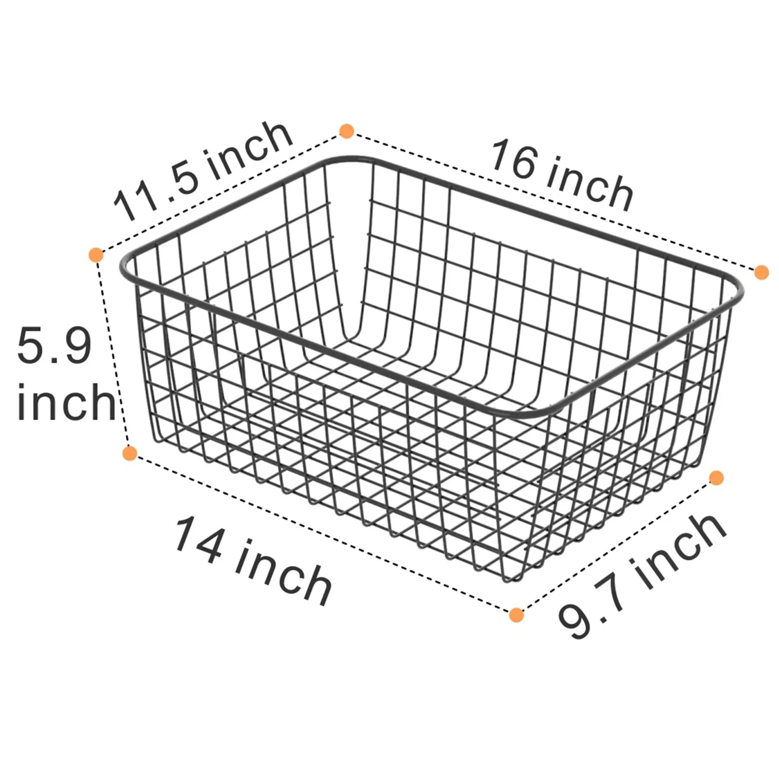 Pantry Organizer, iSPECLE 6 Pack Extra Large Pantry Organizers and Storage with Handles, Sorting Storage Easy Access Durable Wire Basket for Pantry, Black