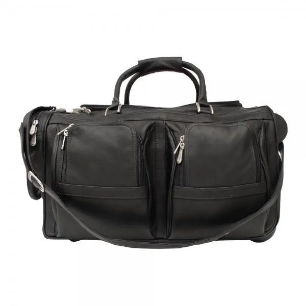 Piel Leather Duffel with Pockets On Wheels Assorted Colors