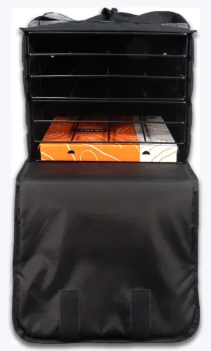 Pizza Bag to fit 6 Pizzas. Black with Reflector Tapes