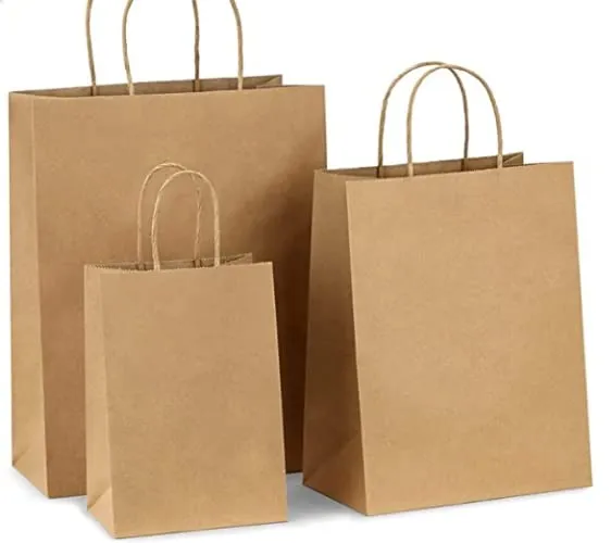 PRB Bags presents plain brown Gifts Packaging Groceries Shopping Kraft Paper Bags Size (10 x 5 x13 inches) pack of 100 Pieces