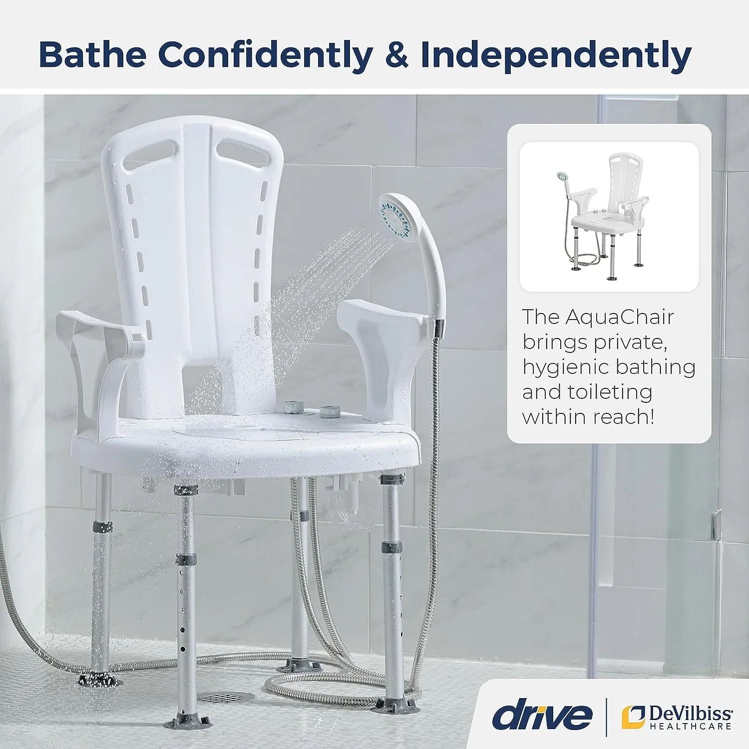 Premium Shower Chair I Bathing System with Bidet  I Tub Chair with Cutout Seat I Shower Commode Chair