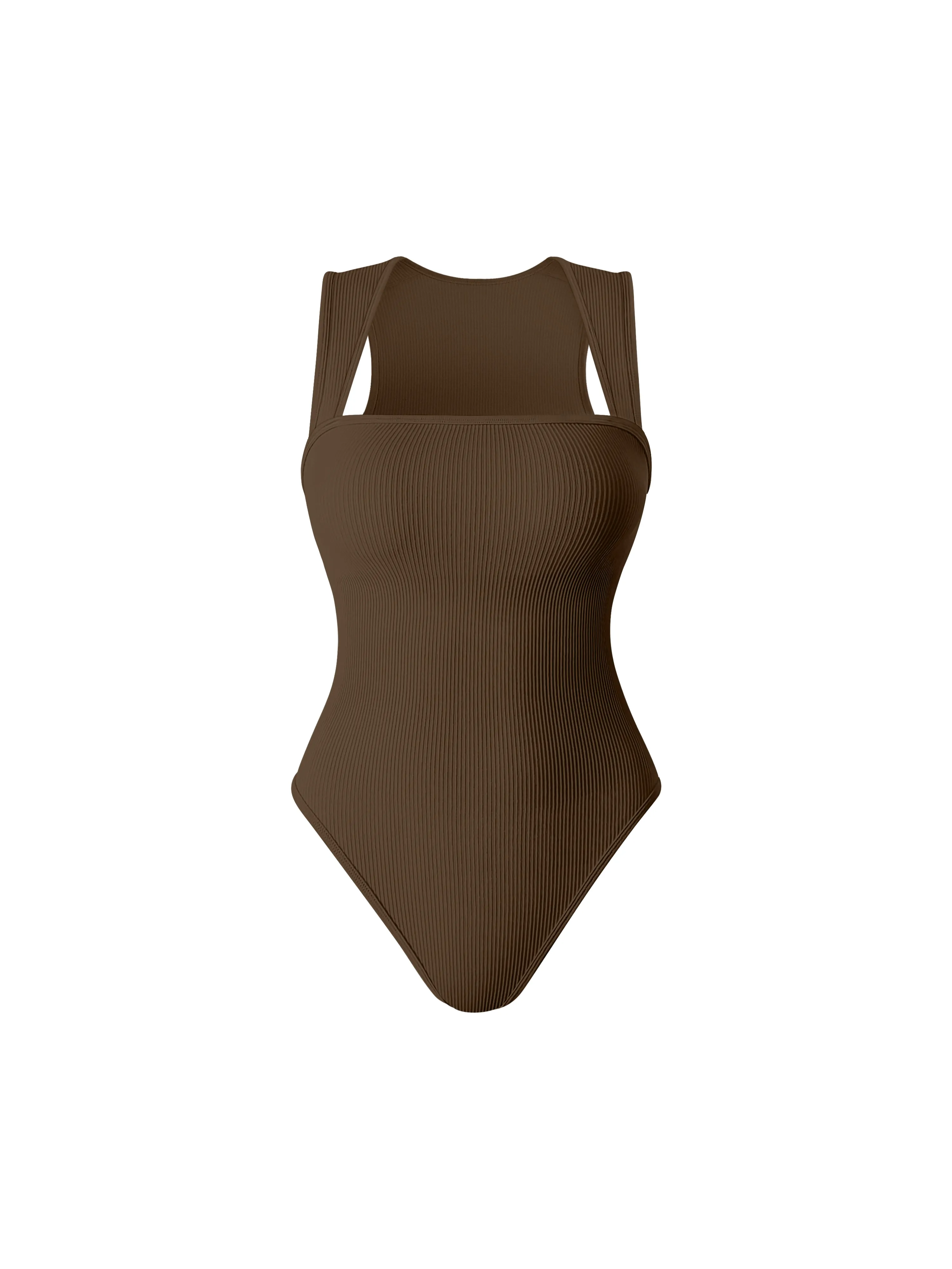 Seamless Bodysuit with Racerback and Wide Shoulder Straps