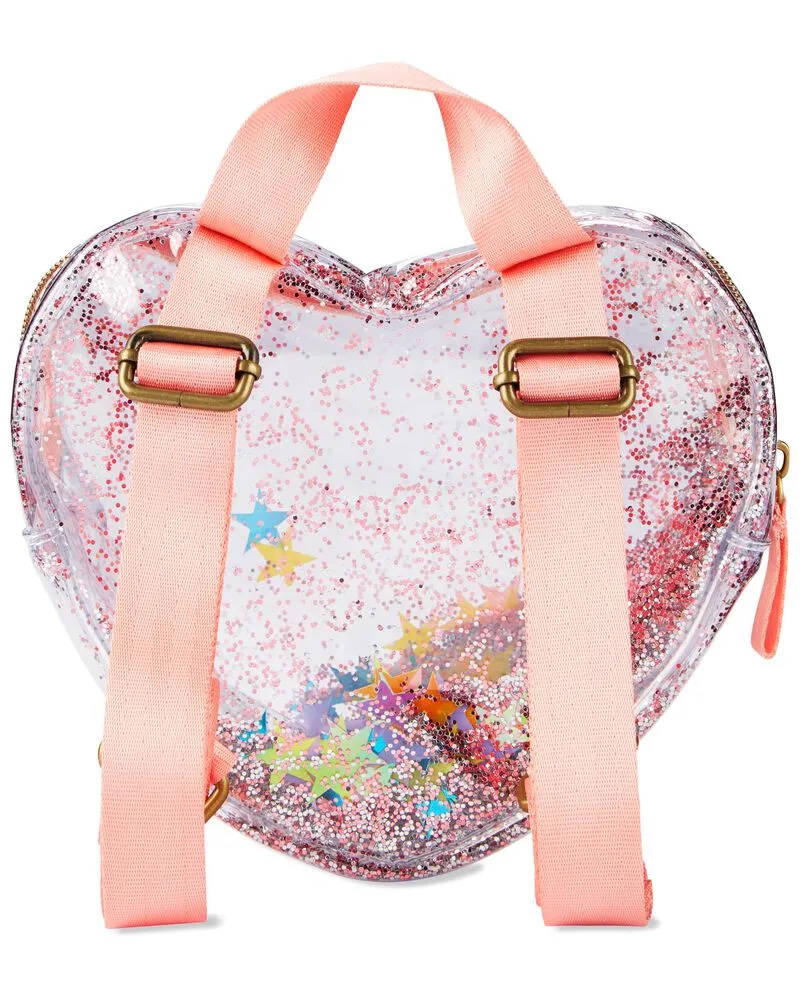 SKIP HOP Bags Clear Glitter Heart Backpack (6Y to 9Y) Transparent