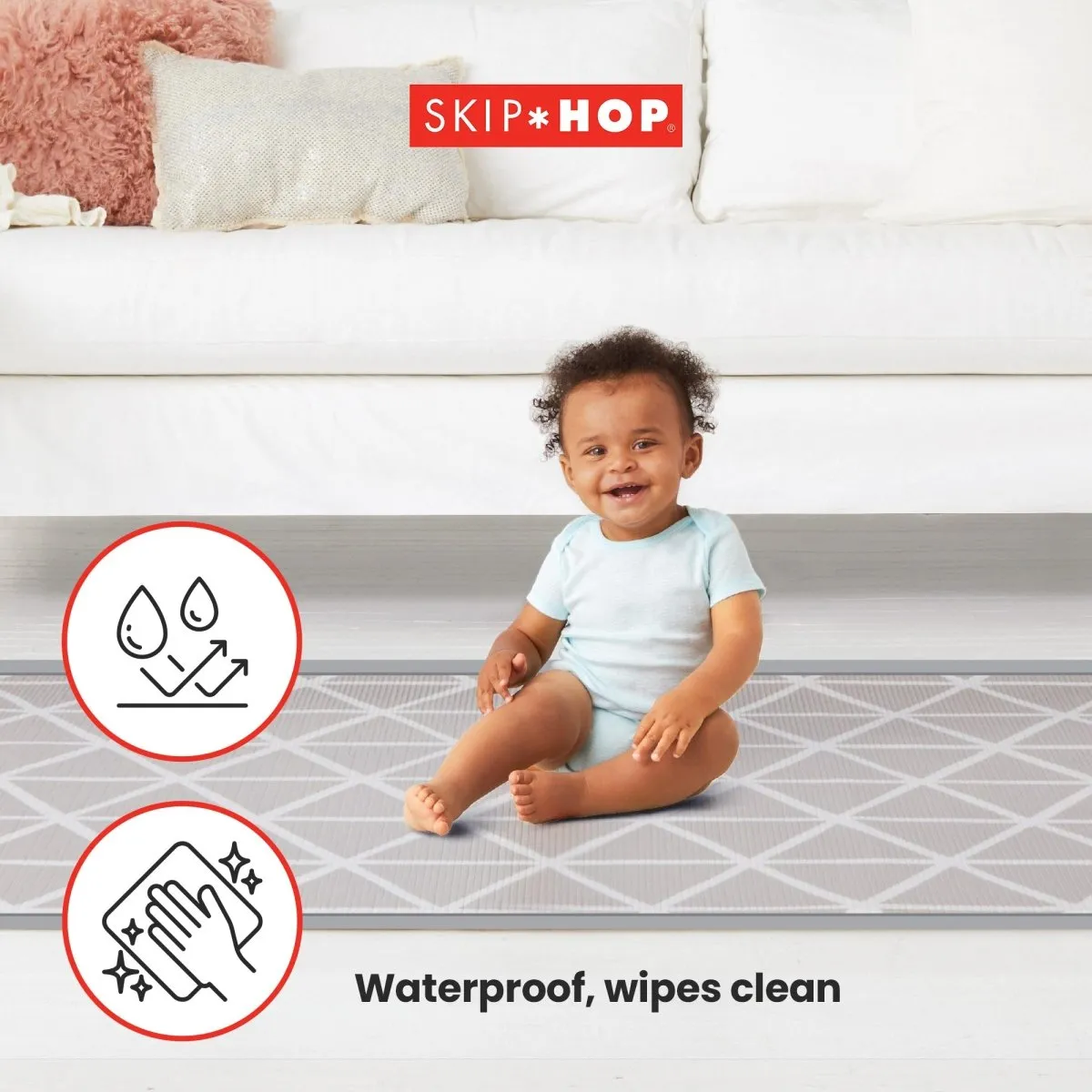 Skip Hop Double play Reversible Playmat Play gym & Mats- Little Travelers/Herringbone