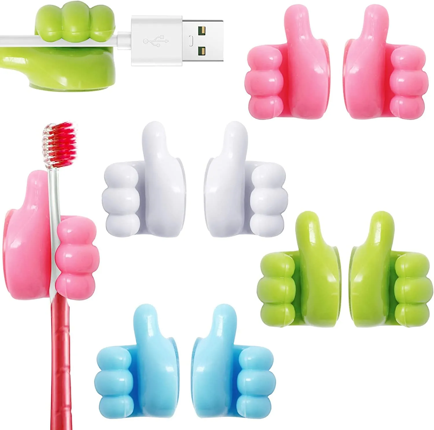 Thumbs Up Cable/Key Ring Holder 10pack - Mix Colors