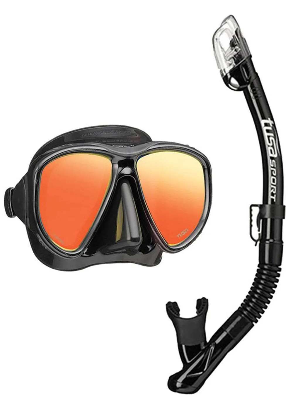 Tusa Black Series Mirror Mask Snorkel Pack with Bag