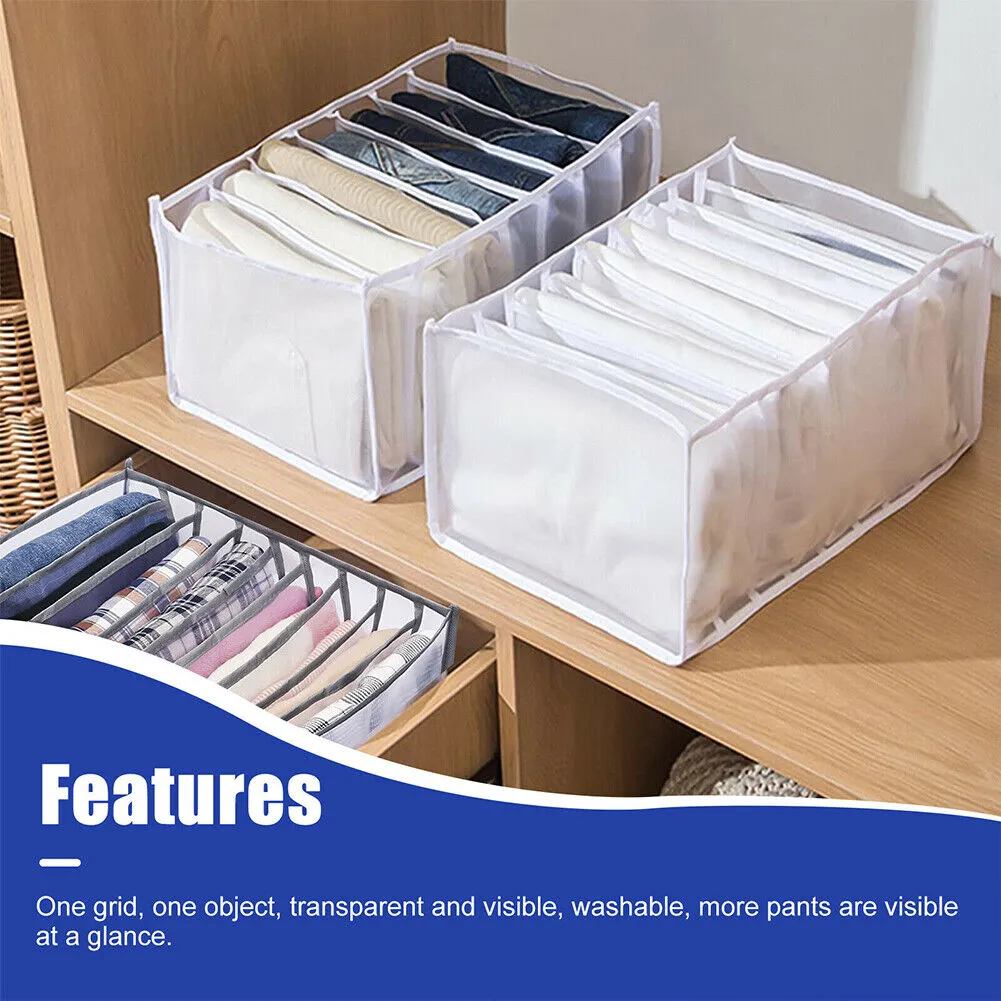 US 2 Pack Wardrobe Clothes Organizer Storage Box Jeans T-Shirt Mesh Separation