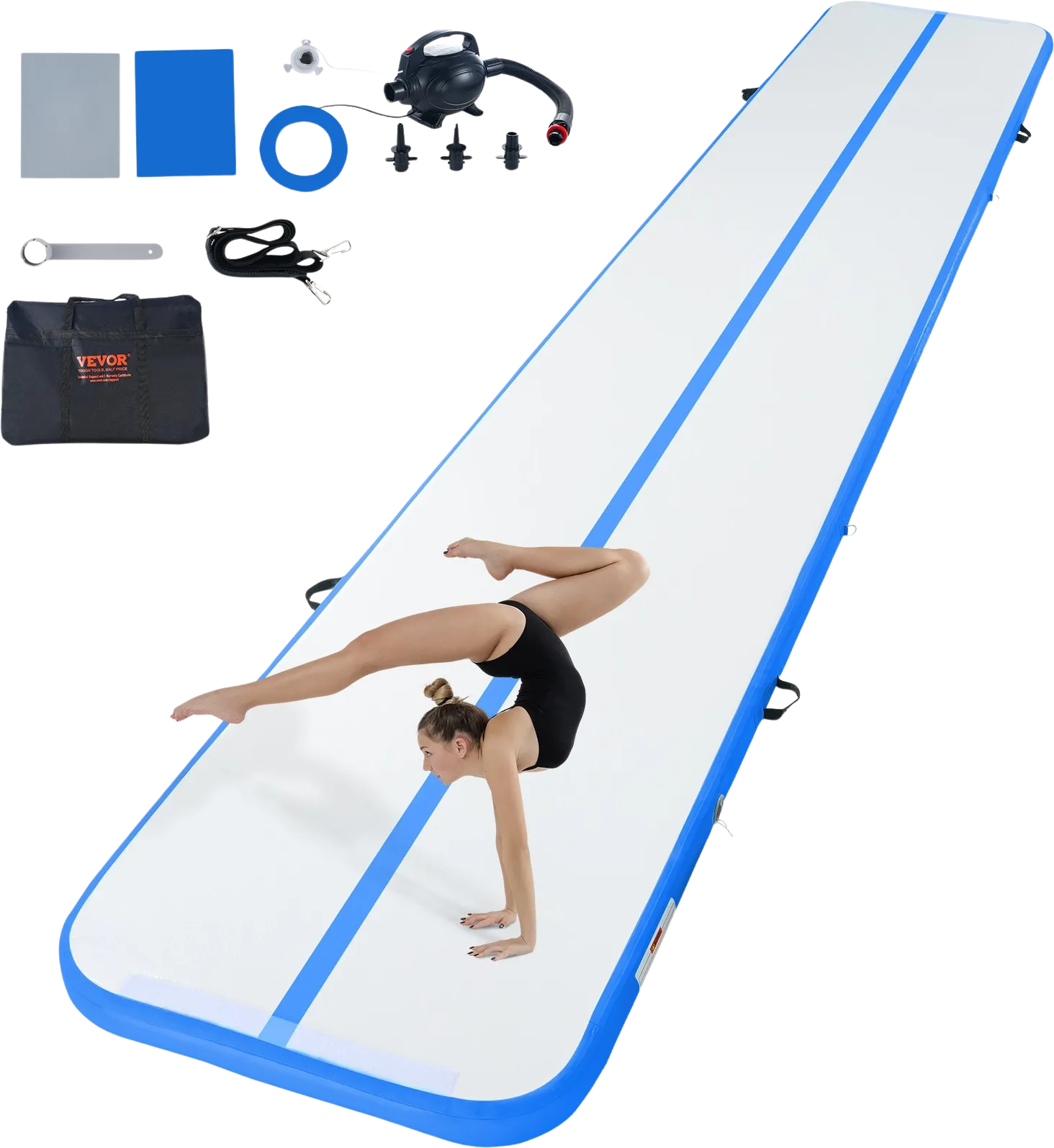 Vevor Gymnastics Air Mat 4" Thickness 20' Inflatable Tumbling Track with Electric Pump New