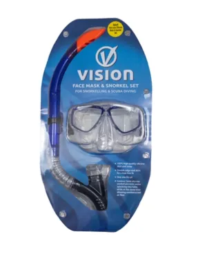 Vision Dive Adult Silicone Mask & Snorkel Set - Blue